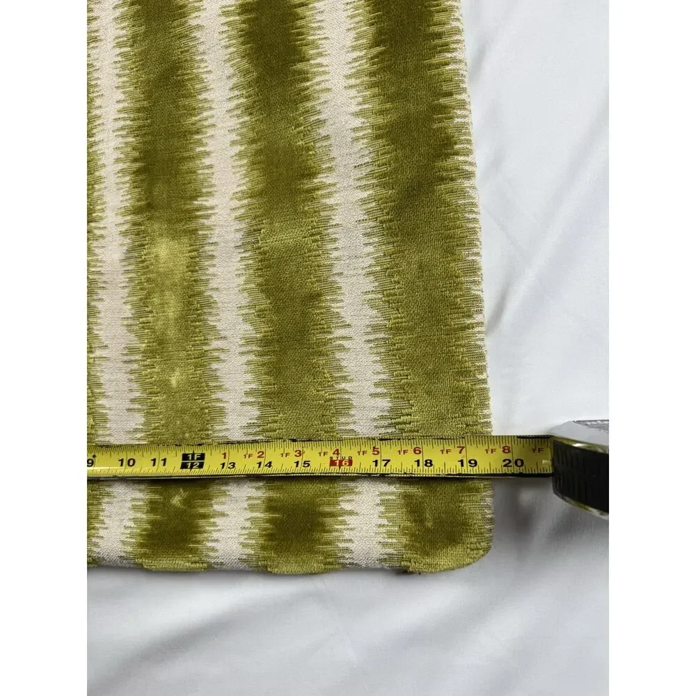 Chartreuse Velvet Throw Pillow Case Green Cream Stripe Smithy Home Couture